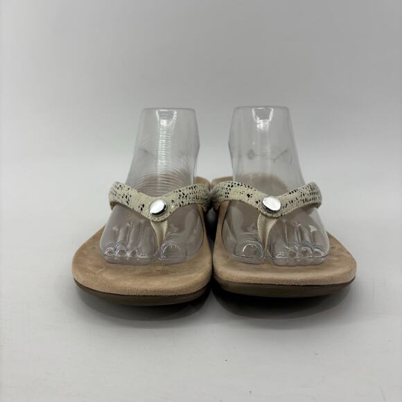 Vionic Dillon Womens Sz 9 Snake Embossed Flip Flop Sandal Tan Suede - Picture 9 of 10